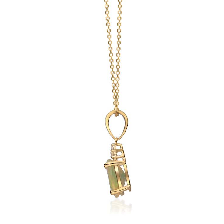 Gin & Grace 10K Yellow Gold Real Diamond(I1) Statement Pendant
Necklace with Natural Opal