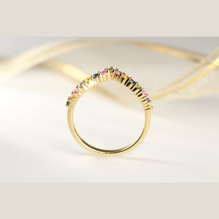 Gin & Grace 18K Yellow Gold Genuine Multi sapphire &
Semi-Precious with Diamond (I1) Ring
