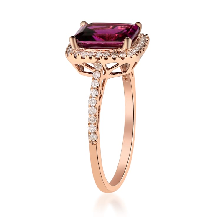 Gin & Grace 10K Rose Gold Raspberry color Natural Rhodolite Garnet
Diamond (I1)