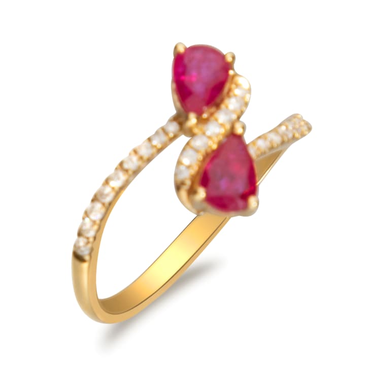 Gin & Grace 10K Yellow Gold Real Diamond Anniversary Eternity Ring
(I1) with Genuine Ruby