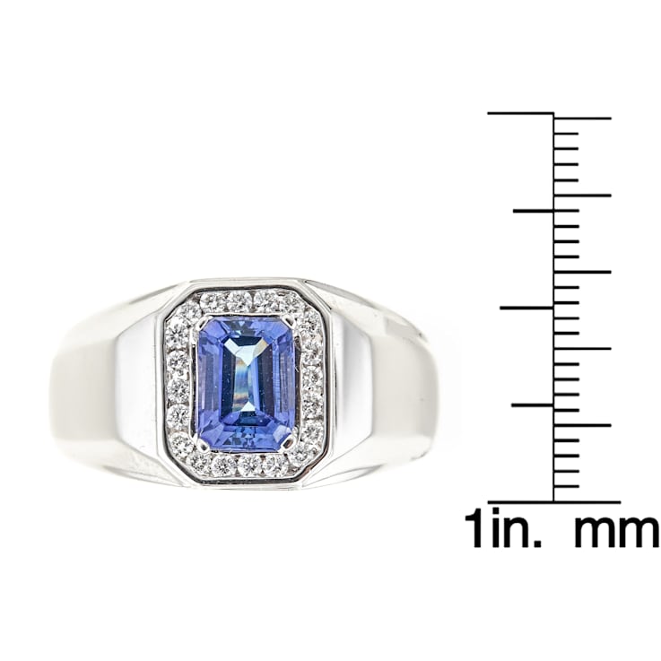 Gin & Grace 10K White Gold Real Diamond Ring (I1) with Genuine Tanzanite