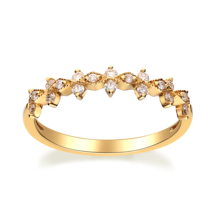 Gin & Grace 18K Yellow Gold Real Diamond Ring (I1)