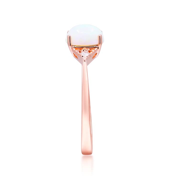 Gin and Grace 10K Rose Gold Natural Ethiopian Opal Ring with Real Diamonds