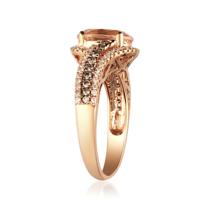 Gin & Grace 10K Rose Gold Morganite and Diamond Ring