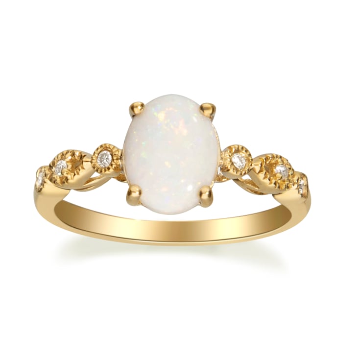 Gin & Grace 10K Yellow Gold Natural Opal & Real Diamond (I1)
Statement Ring