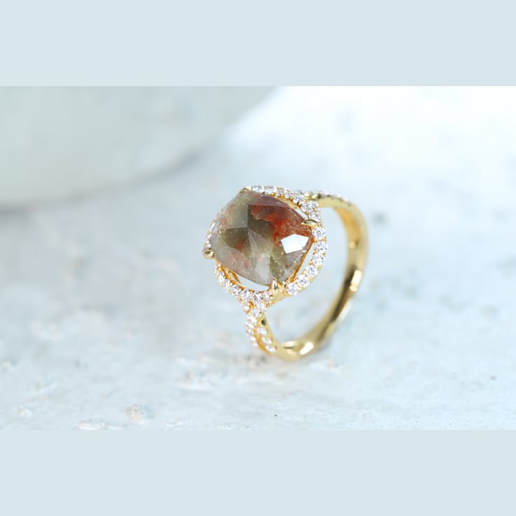 Gin & Grace 18K Yellow Gold Natural Brown and White Diamonds Ring
