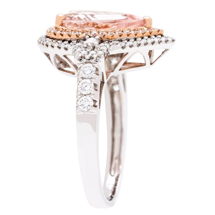 Gin & Grace 14K Two-Tone Gold Real Diamond Ring (I1) with Genuine Morganite