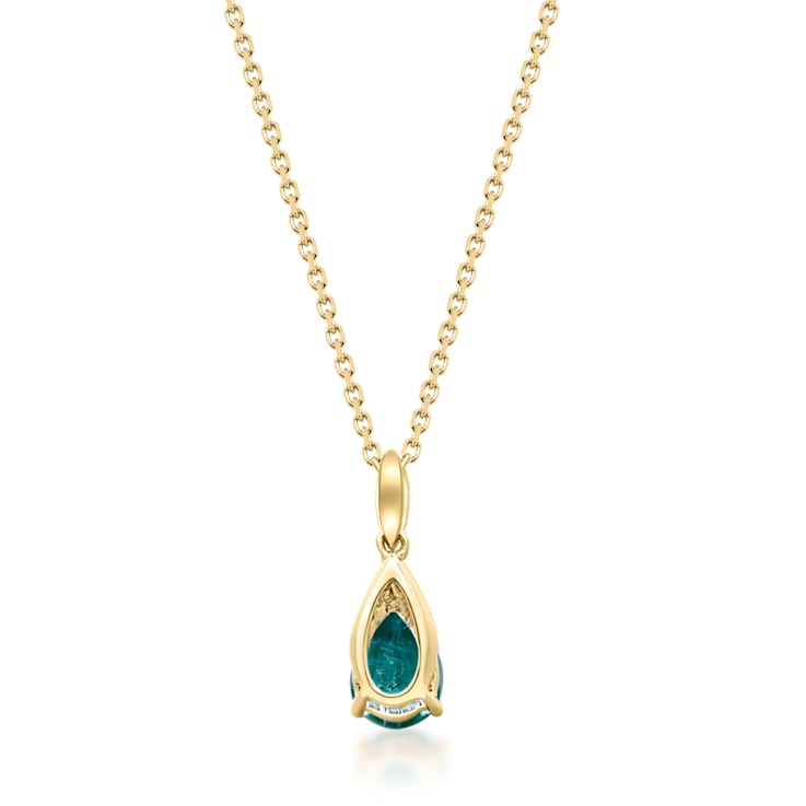 Gin and Grace 10K Yellow Gold Natural Zambian Emerald Pendant with Real Diamonds