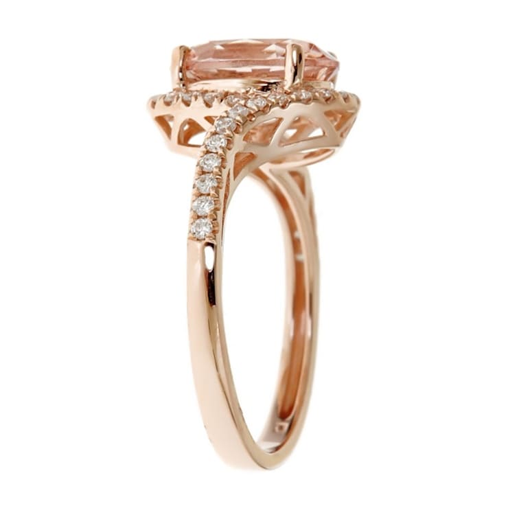 Gin & Grace 14K Rose Gold Genuine Oval Cut Morganite Statement Ring