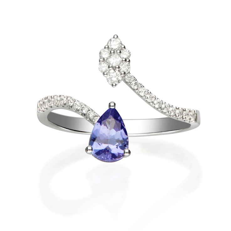 Gin & Grace 14K White Gold Tanzanite and Diamond Ring (I1)