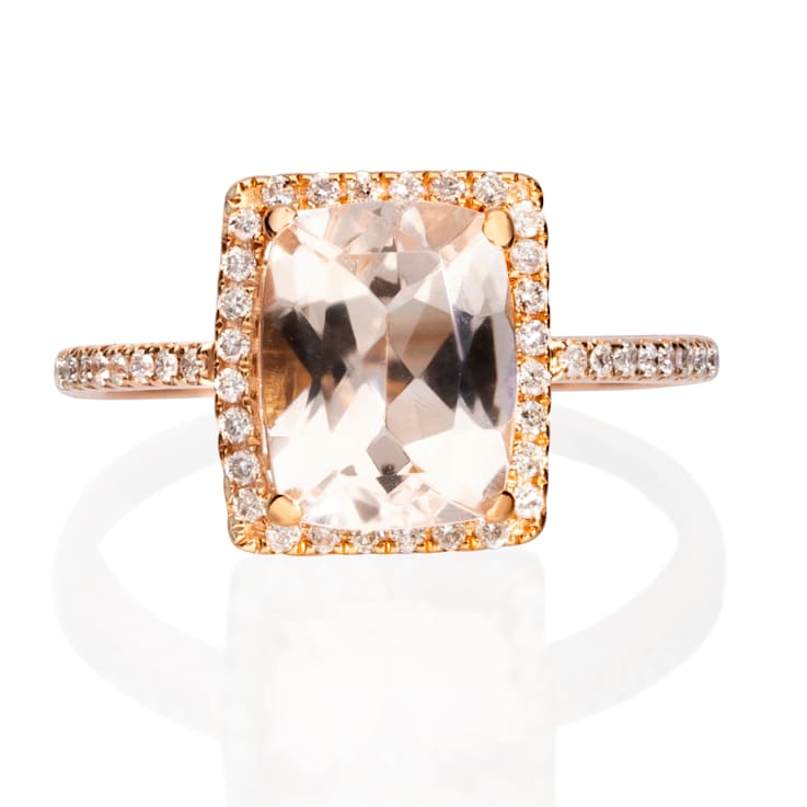 Gin & Grace 10K Rose Gold Morganite and Diamond Ring