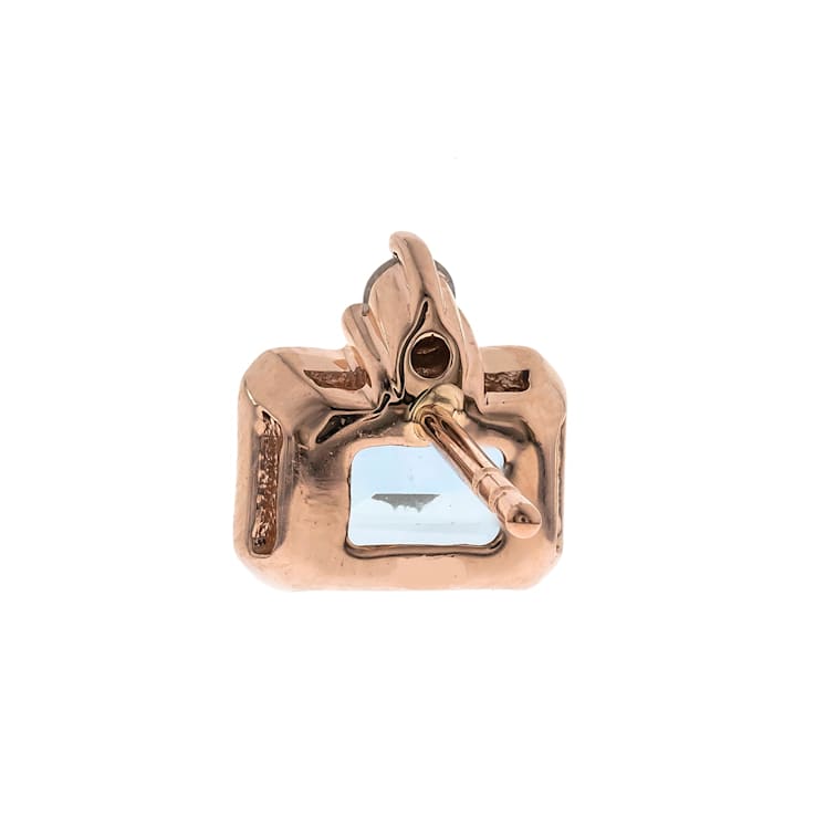 Gin & Grace 14K Rose Gold Aquamarine Diamond (I1) Stud Earring