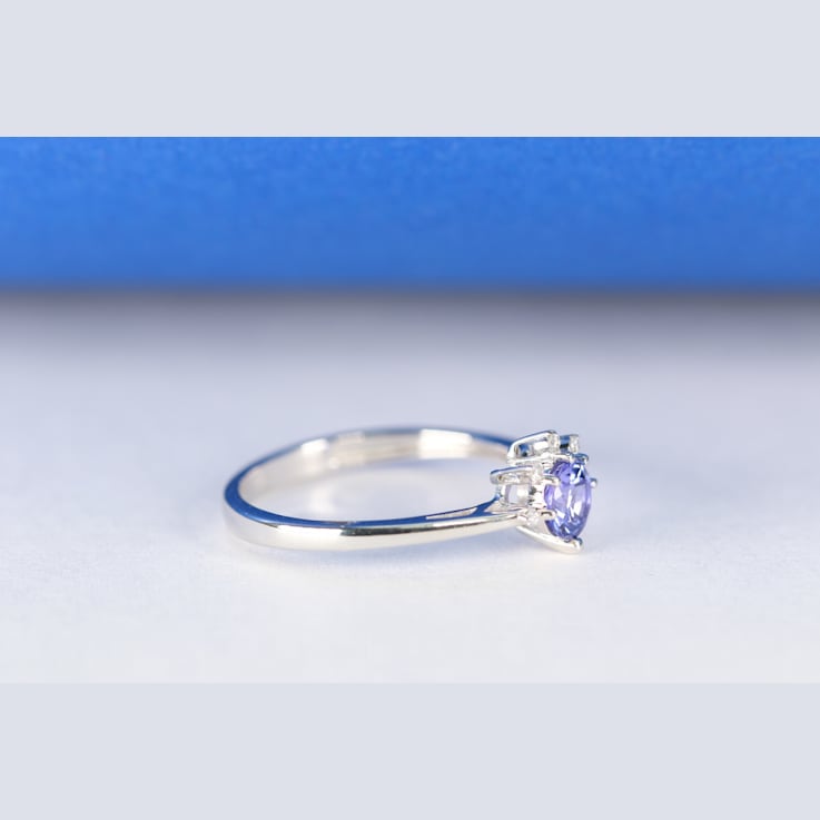 Gin & Grace 14K White Gold Real Diamond Ring (I1) with Genuine Blue Tanzanite