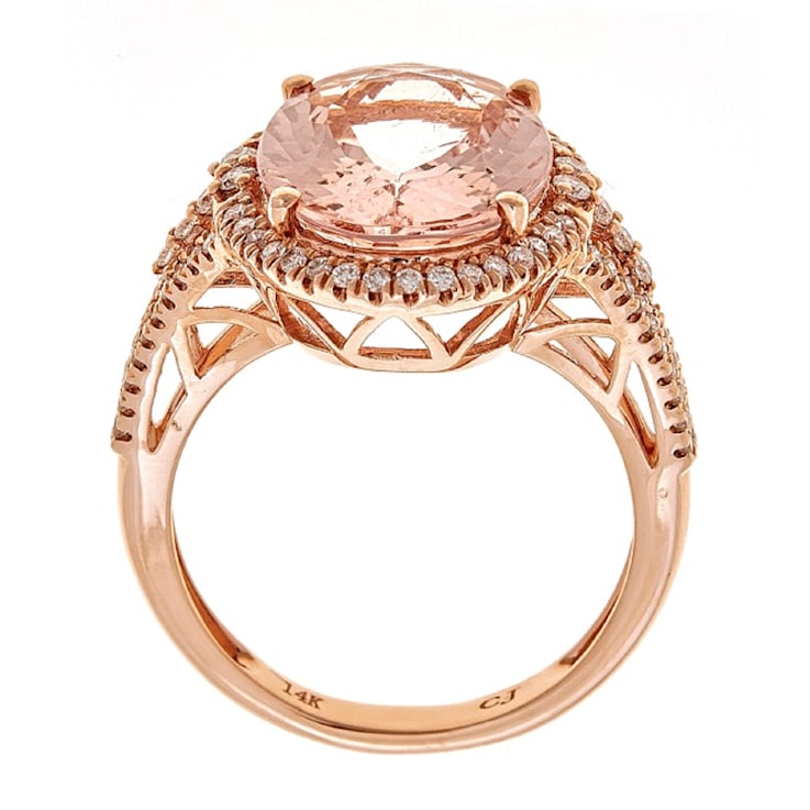Gin & Grace 14K Rose Gold Real Diamond Big Statement Ring (I1) with
Genuine Morganite