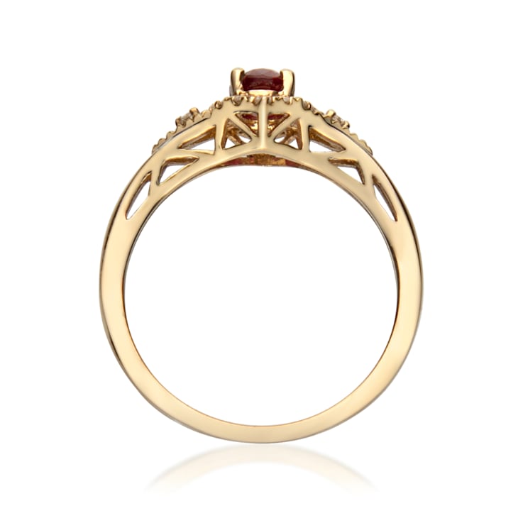 Gin & Grace 10K Yellow Gold Ruby With Diamond Ring