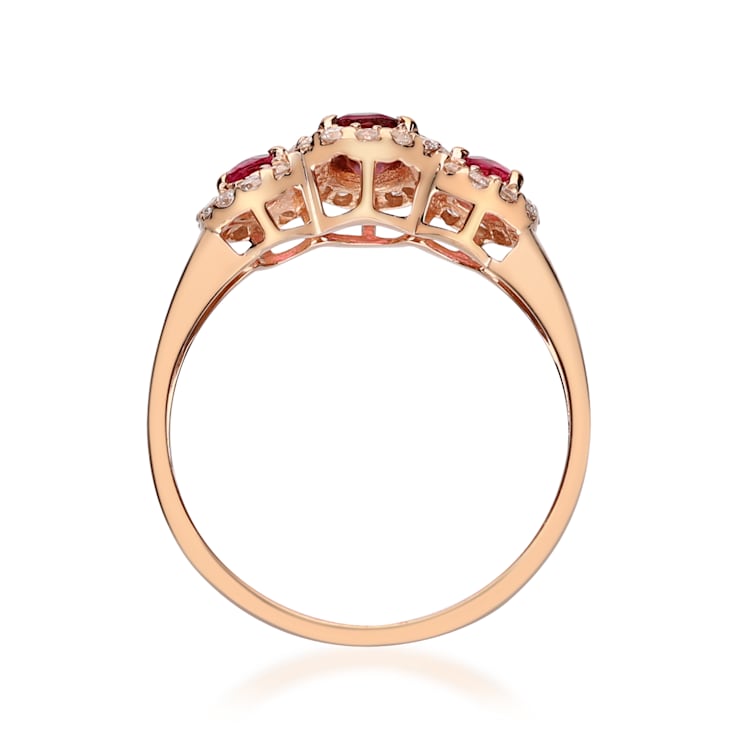 Gin & Grace 10K Rose Gold Real Diamond Ring (I1) with Raspberry
color Natural Rubellite