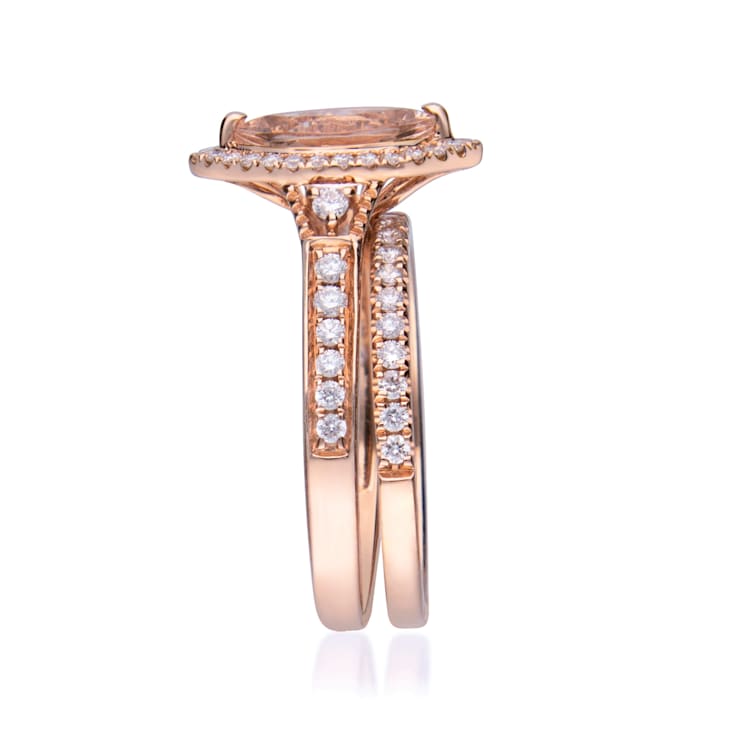 Gin & Grace 14K Rose Gold Real Diamond Ring (I1) with Genuine Morganite