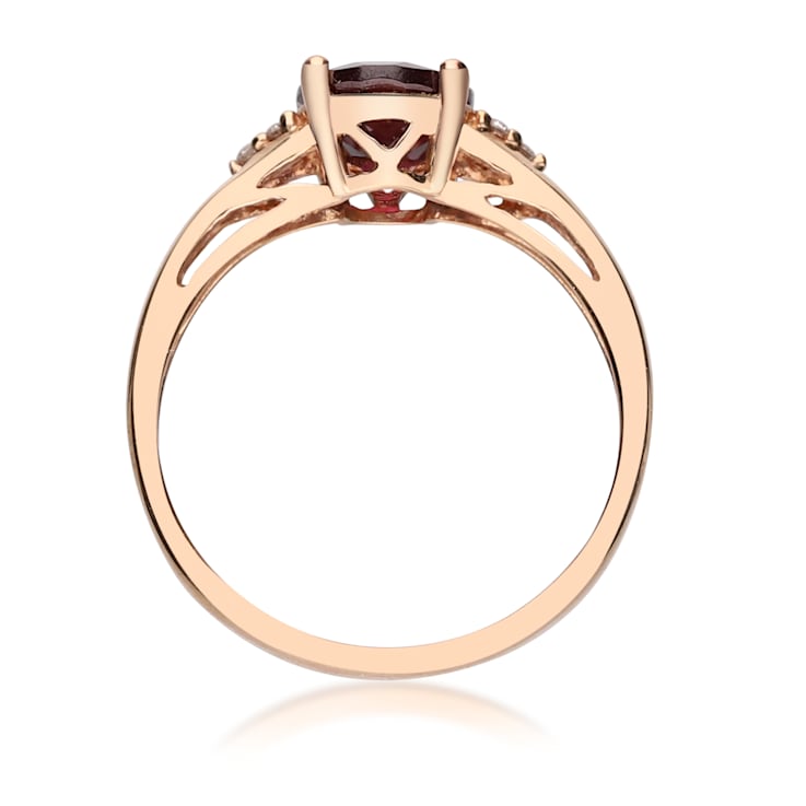 Gin & Grace 10K Rose Gold Real Diamond Ring (I1) with Raspberry
color Natural Rhodolite Garnet