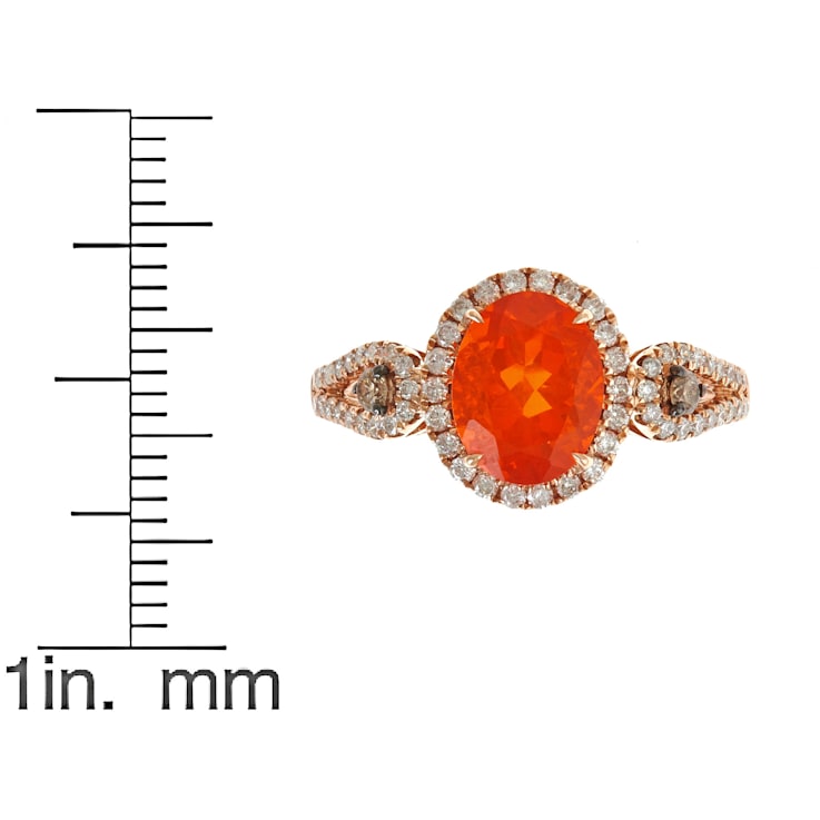 Gin & Grace 14K Yellow Gold Natural Fire Opal with Brown & Real
White Diamond Ring