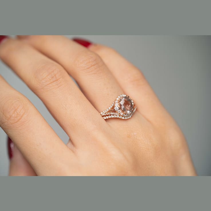 Gin & Grace 14K Rose Gold Morganite with Diamond (I1) Ring