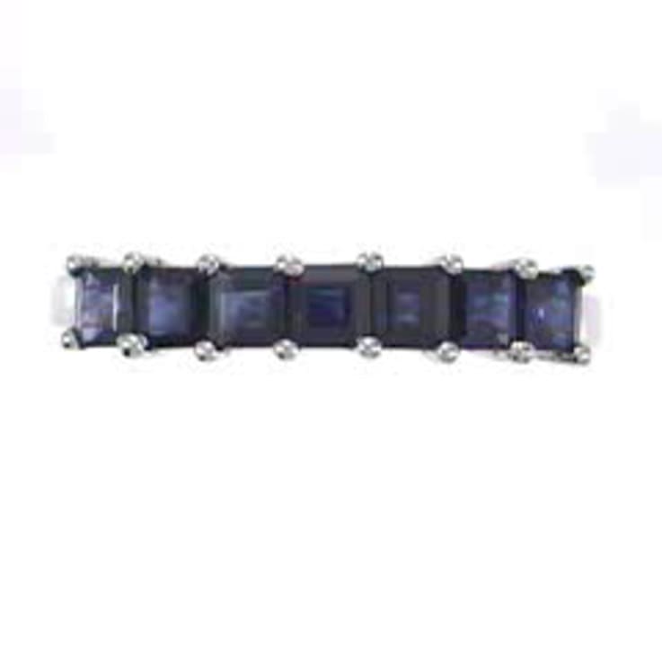 Gin & Grace 14K White Gold Ring with Natural Princess Cut Blue Sapphire