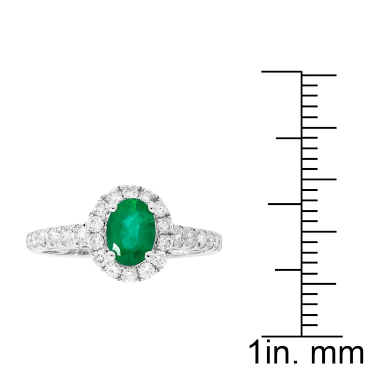 Gin and Grace 14K White Gold Zambian Emerald Ring with Diamonds