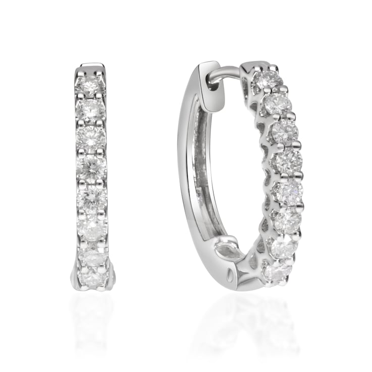 Gin & Grace 14K White Gold Real White Diamond (I1) Hoop Earring