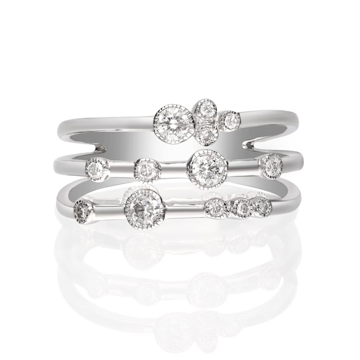Gin & Grace 18K White Gold Real Diamond Ring (I1)