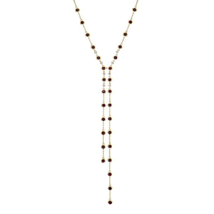 Gin and Grace 14K Yellow Gold Natural Ruby Necklace with Real Diamonds