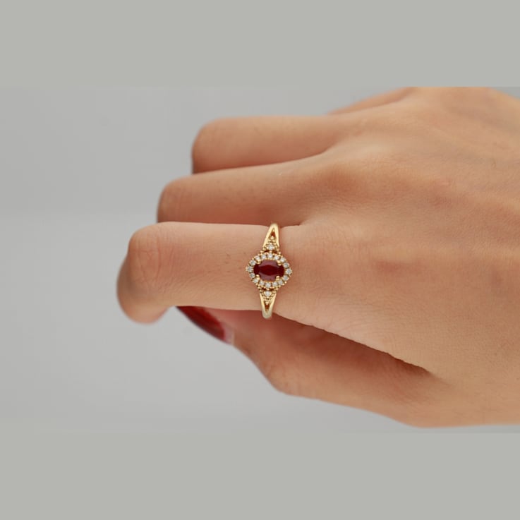 10k yellow gold ruby outlet and diamond ring