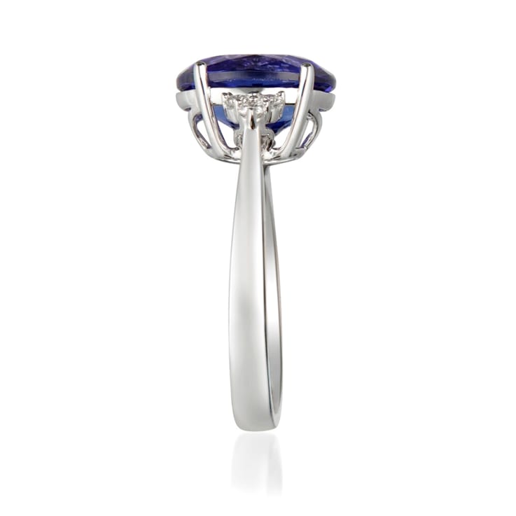 Gin & Grace 14k White Gold Genuine Tanzanite With Natural Diamond
(I1) Statement Ring