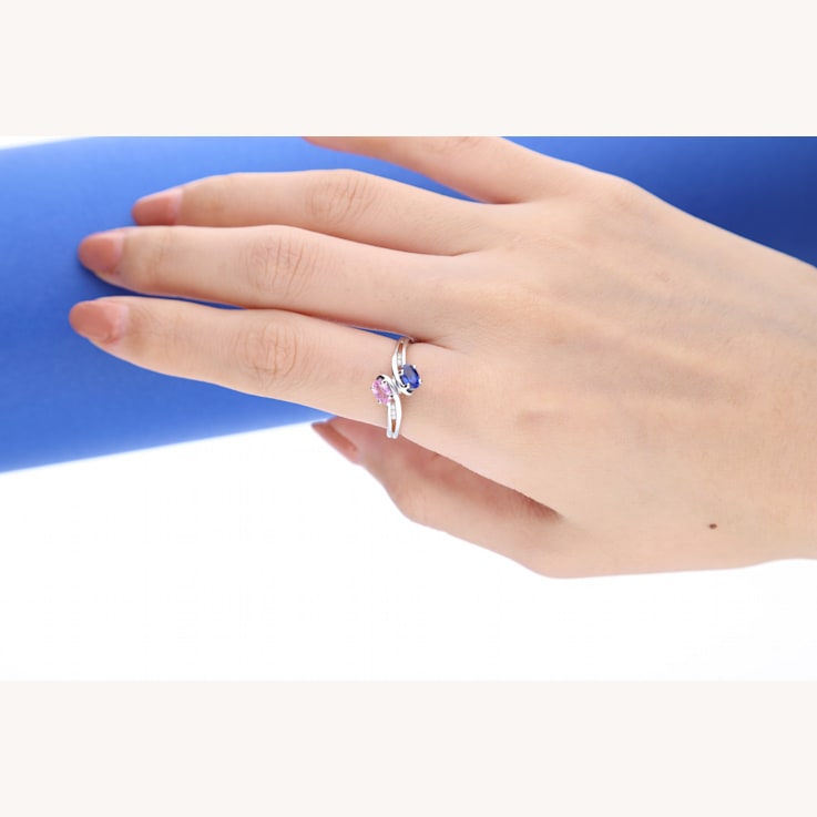 Gin & Grace 14K White Gold Real Diamond Ring (I1) with Natural Pink
Sapphire & Sapphir