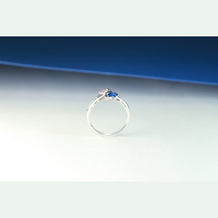 Gin & Grace 14K White Gold Real Diamond Ring (I1) with Natural Pink
Sapphire & Sapphir