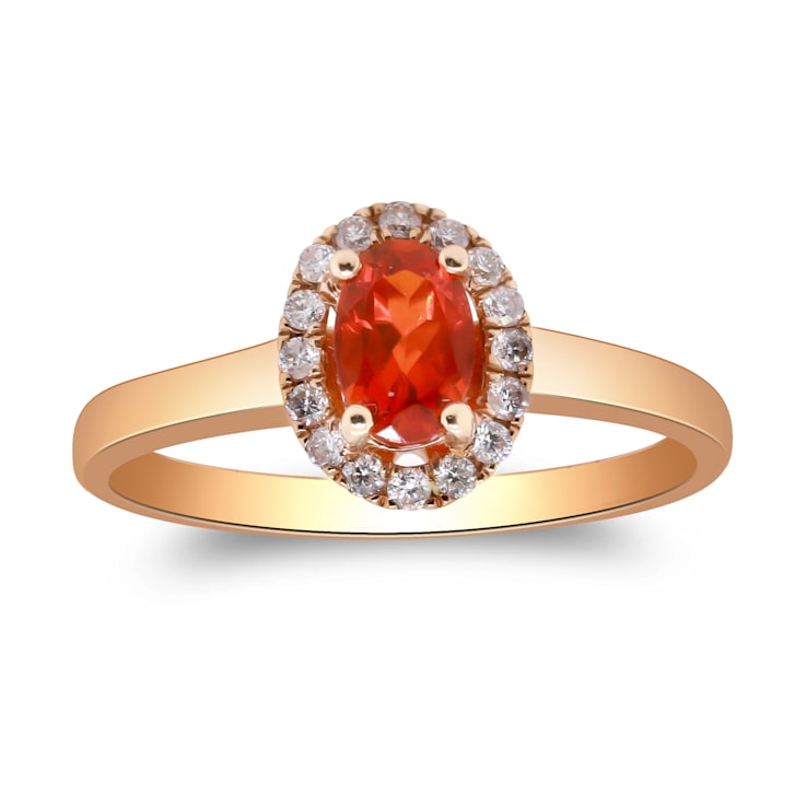 Gin & Grace 14K Rose Gold Real Diamond Anniversary Ring (I1) with
Natural Fire Opal