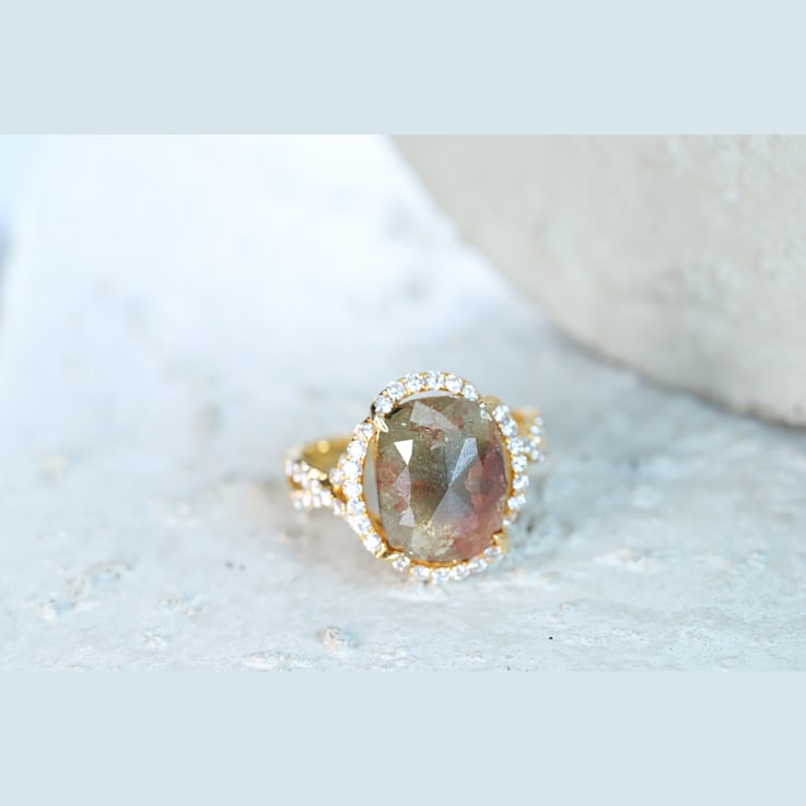 Gin & Grace 18K Yellow Gold Natural Brown and White Diamonds Ring