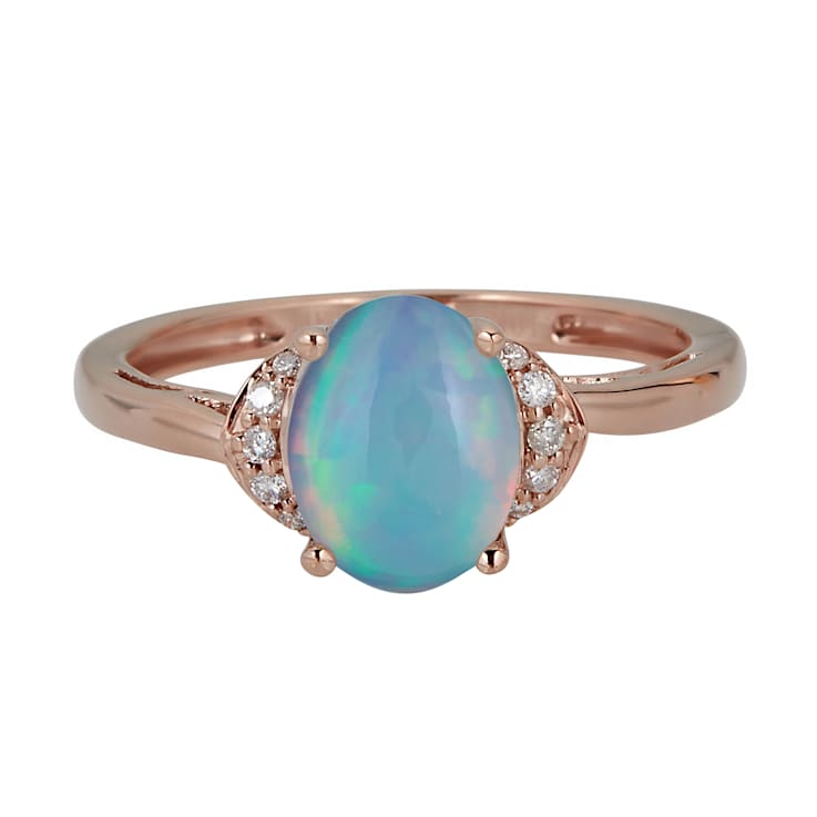 Gin & Grace 10K Rose Gold Natural Australian Opal & Real Diamond
(I1) Ring