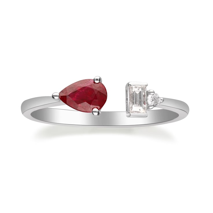 Gin & Grace 18K White Gold Ruby and Diamond Ring