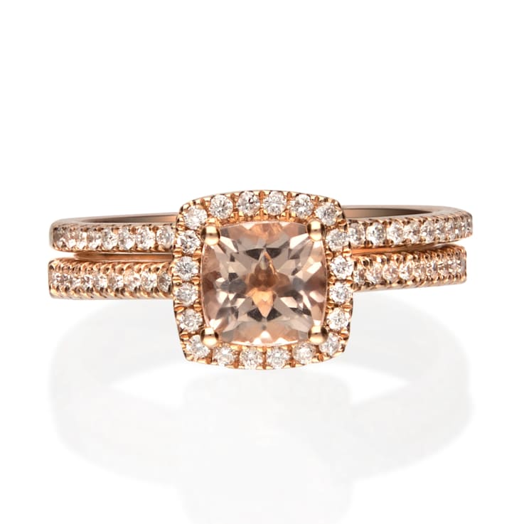 Gin & Grace 14K Rose Gold Real Diamond Ring (I1) with Genuine Morganite