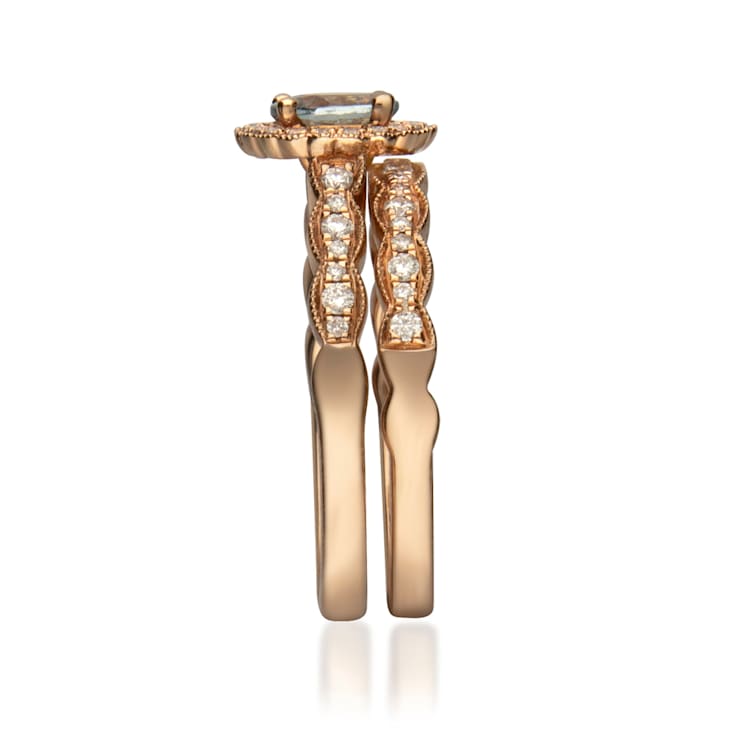 Gin & Grace 14K Rose Gold Aquamarine Ring with Diamond