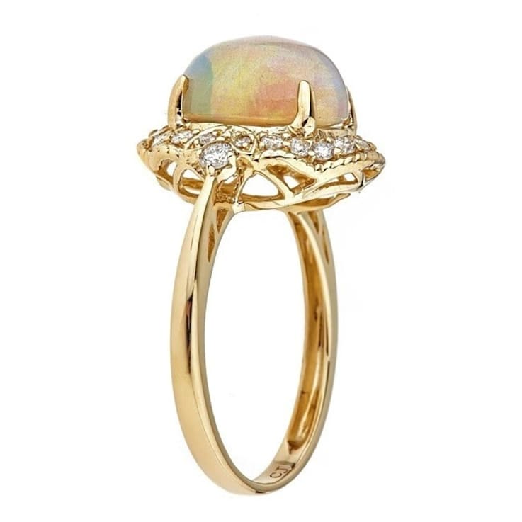 Gin & Grace 14K Yellow Gold Natural Ethopian Opal & Diamond
(I1,) Ring