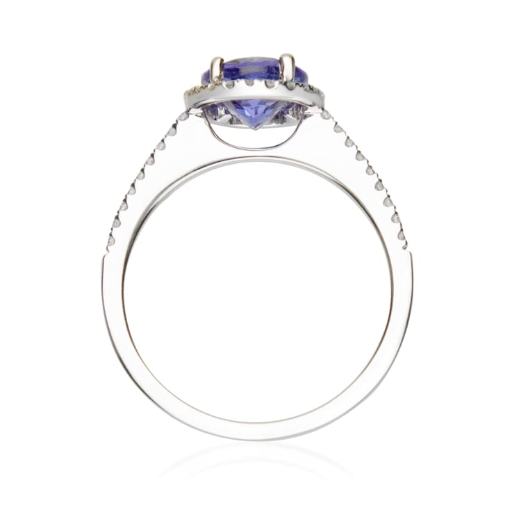 Gin & Grace 14K White Gold Real Diamond Ring (I1) with Genuine Tanzanite
