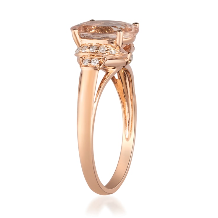 Gin & Grace 10K Rose Gold Morganite and Diamond Ring