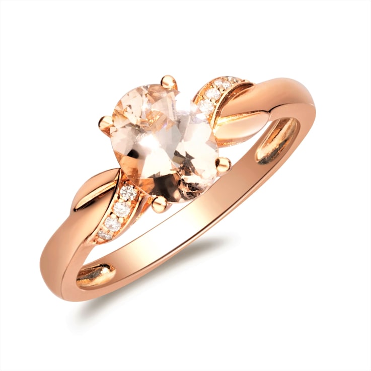 Gin & Grace 10K Rose Gold Morganite and Diamond Ring