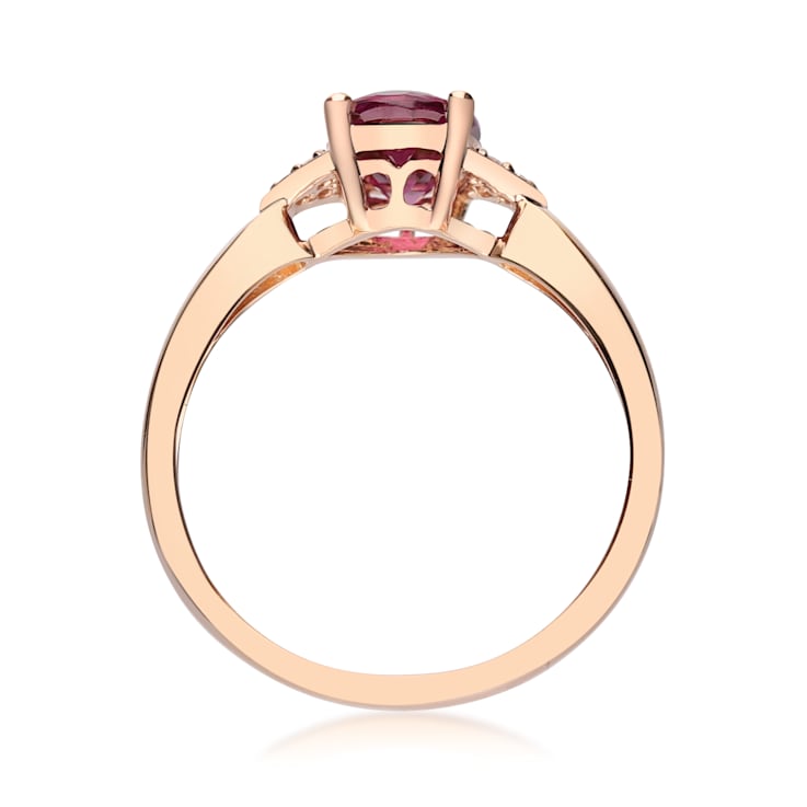 Gin & Grace 10K Rose Gold Real Diamond Ring (I1) with Raspberry
color Natural Rhodolite Garnet