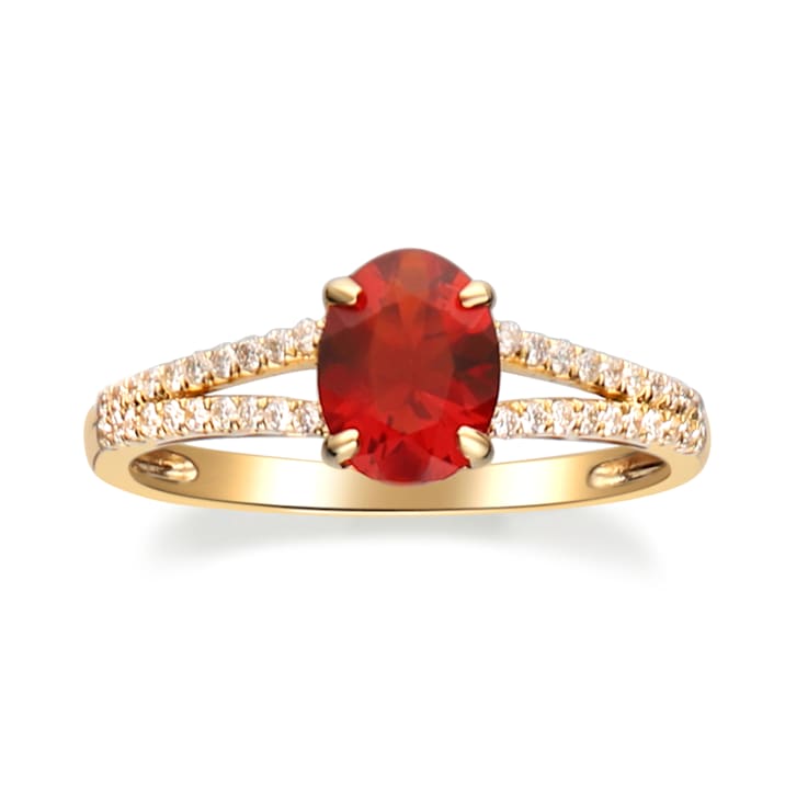 Gin & Grace 14K Yellow Gold White Natural Diamond & Fire Opal
Diamond (I1) Ring