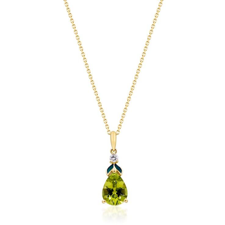 Gin and Grace 10K Yellow Gold Peridot Pendant with Diamonds
