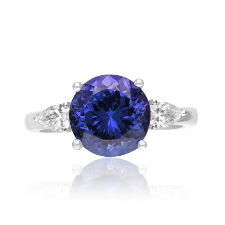 Gin & Grace 18K White Gold Tanzanite with Diamond Ring