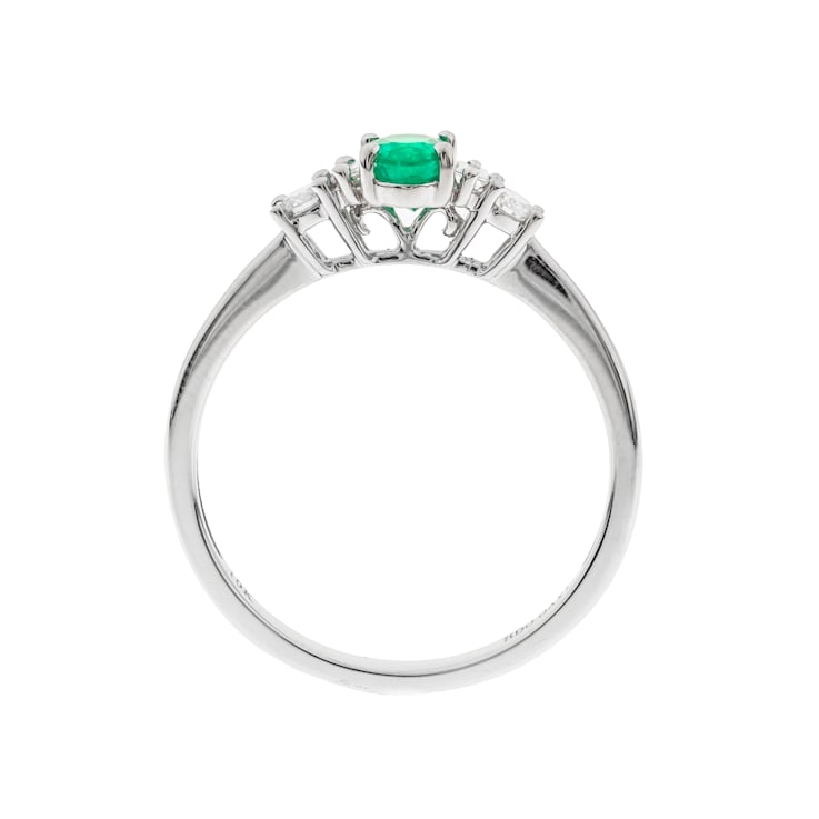 Gin and Grace 10K White Gold Zambian Emerald Ring with Diamonds