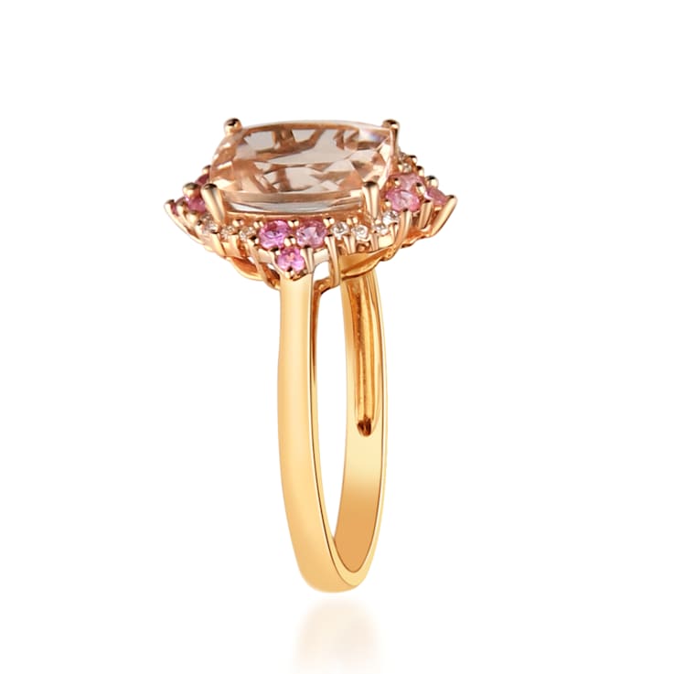 Gin & Grace 14K Rose Gold Diamond Ring (I1) with Genuine Morganite
& Natural Pink Sapphite