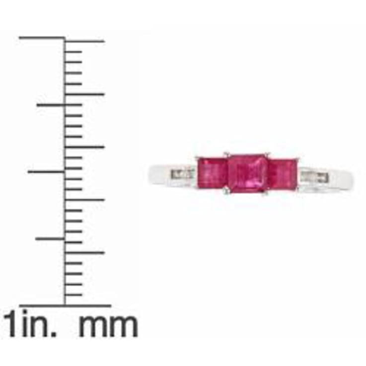 Gin & Grace 14K White Gold Princess Cut Ruby Ring  with Diamond